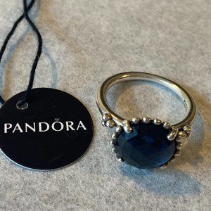PANDORA SS Blue Crystal Ring Size 54